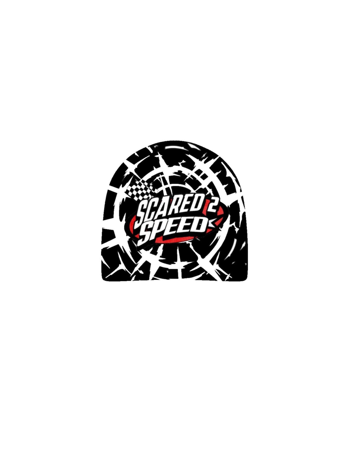 black and white scared2speed beanie