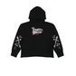 scared2speed oversized black acid-wash hoodie.